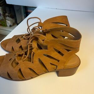 Cityclassified Brown Lace-Up Sandals